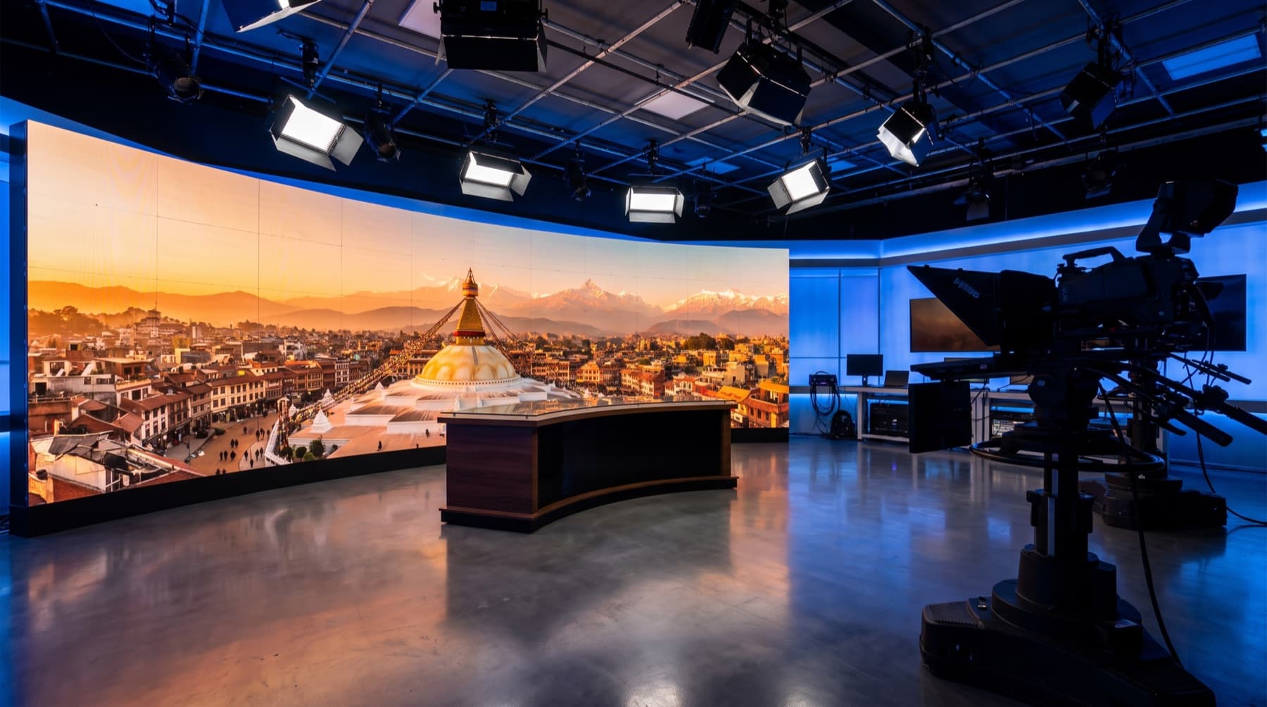 Broadcast Studios & Virtual Production — illustrative scene